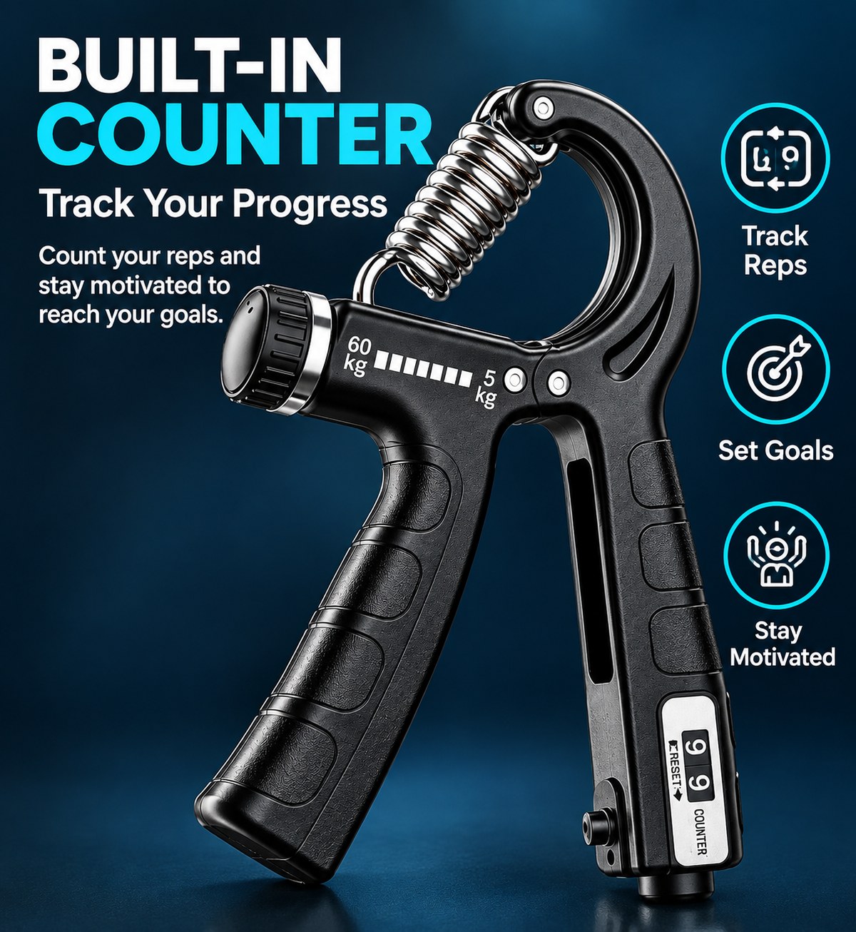 Adjustable Hand Gripper Exerciser with Counter